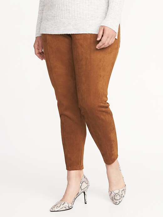 View large product image 1 of 2. High-Waisted Plus-Size Sueded Stevie Pants