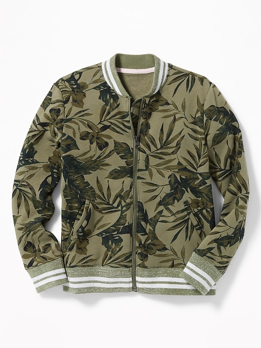 View large product image 1 of 2. Camo-tanical Zip Bomber Jacket for Girls