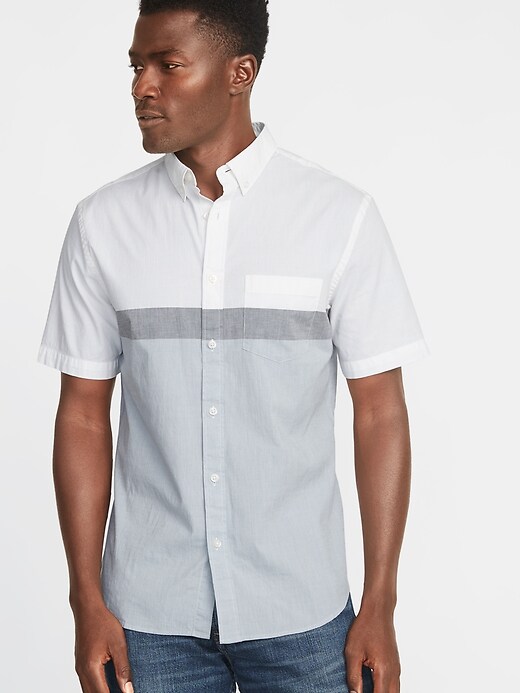 View large product image 1 of 1. Slim-Fit Built-In Flex Color-Block Everyday Shirt