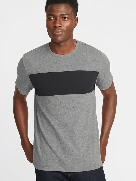 Plush-Knit Pieced Chest-Block Tee for Men | Old Navy