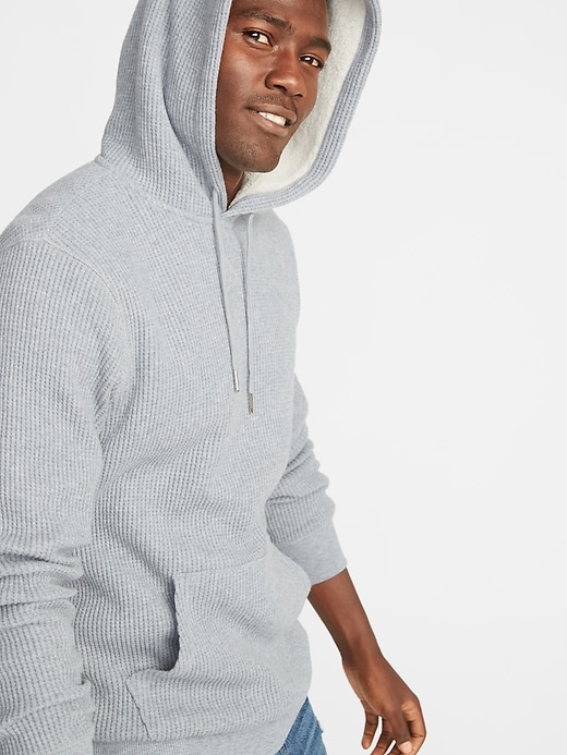 Image number 4 showing, Sherpa-Lined Thermal-Knit Pullover Hoodie
