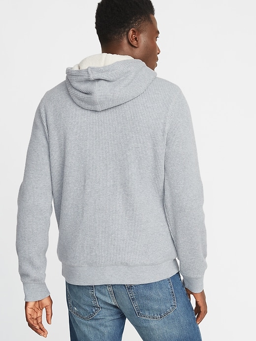 Image number 2 showing, Sherpa-Lined Thermal-Knit Pullover Hoodie