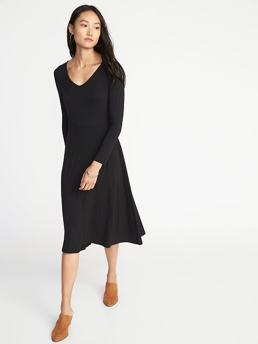 Image number 1 showing, Fit & Flare Jersey Midi for Women