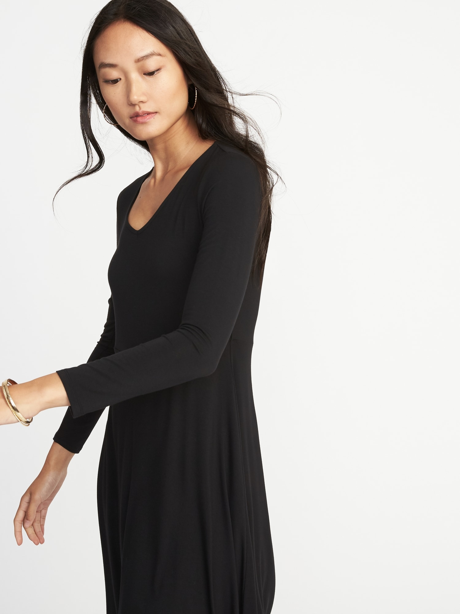 Fit & Flare Jersey Midi for Women | Old Navy