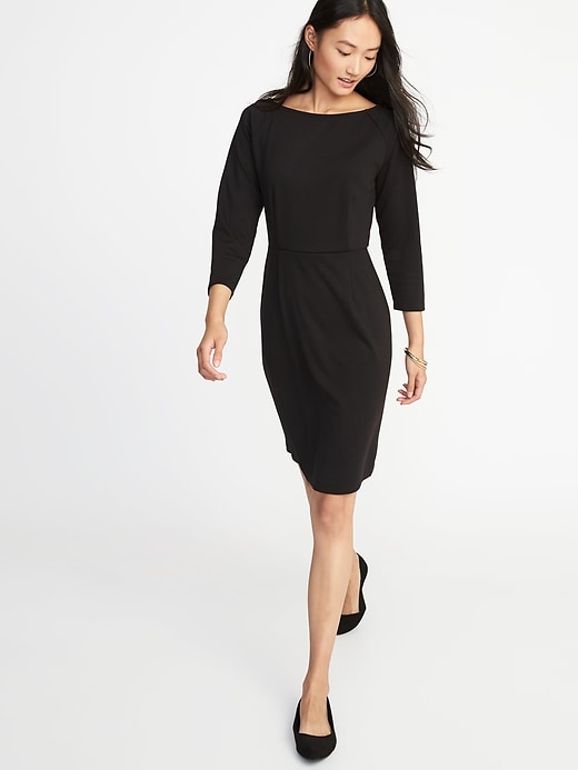 Ponte Knit 3 4 Sleeve Sheath Dress for Women Old Navy