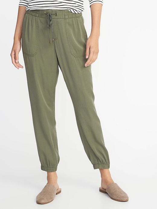 Mid-Rise Soft Twill Utility Joggers for Women | Old Navy