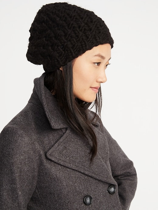 View large product image 1 of 2. Textured Basket-Weave Beanie for Women
