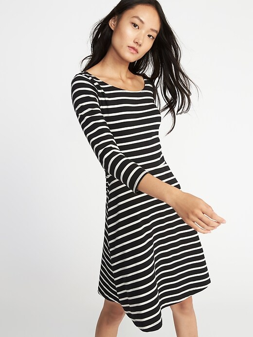 Image number 4 showing, Fit & Flare 3/4-Sleeve Jersey Dress for Women