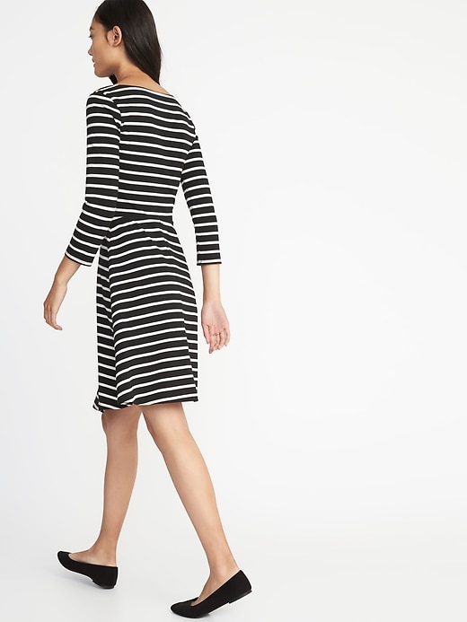 Image number 2 showing, Fit & Flare 3/4-Sleeve Jersey Dress for Women