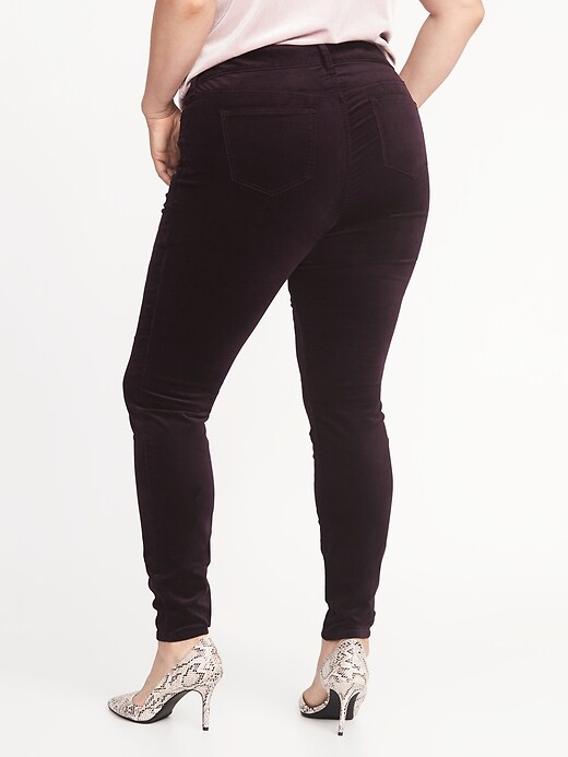 Image number 2 showing, High-Waisted Secret-Slim Pockets Plus-Size Rockstar Super Skinny Velvet Pants