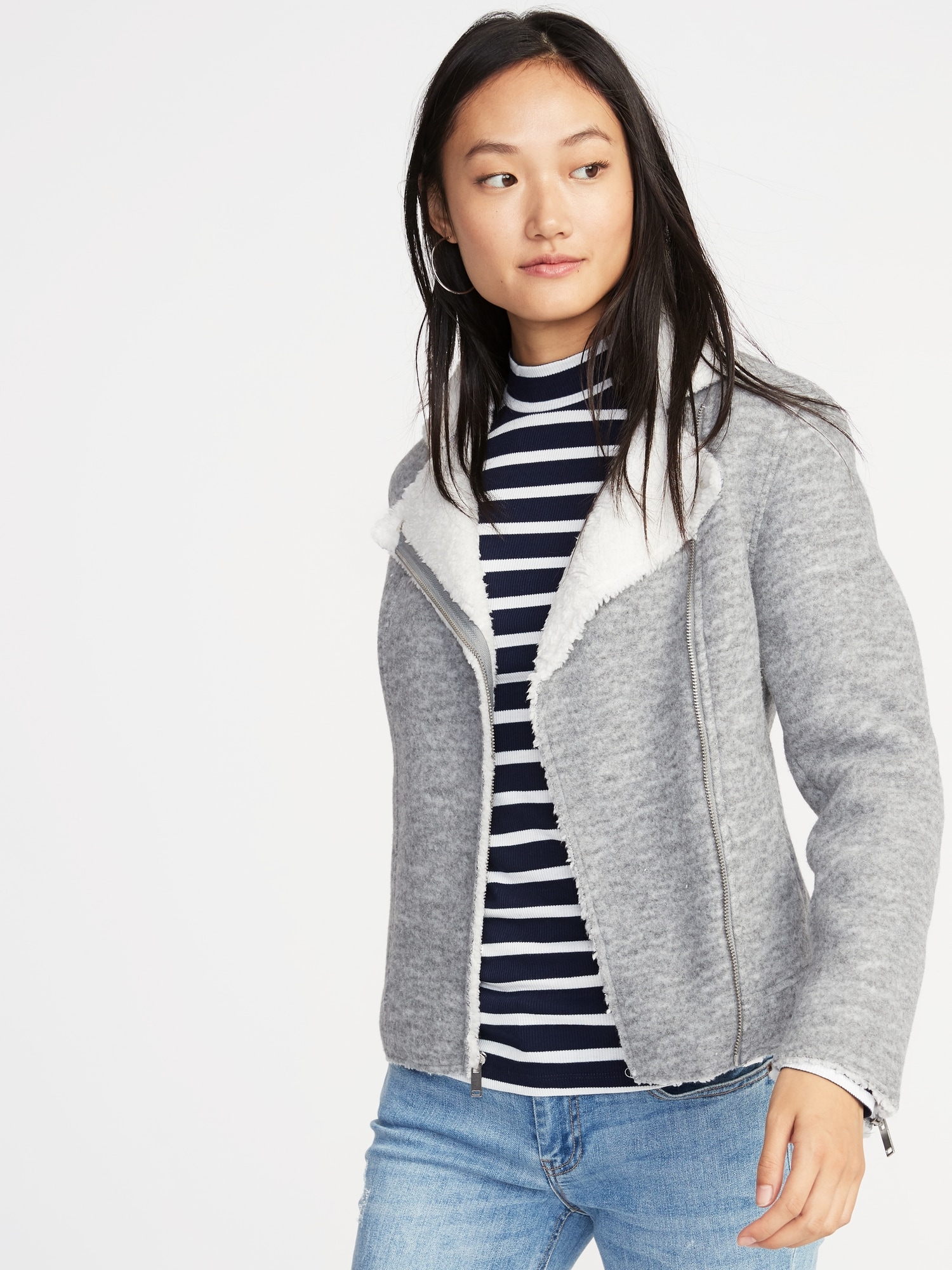 Sherpa-Lined Moto Jacket for Women | Old Navy