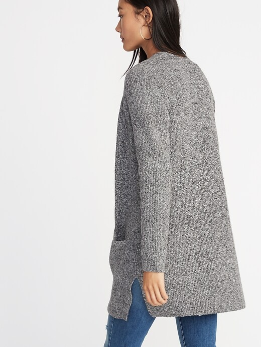 Image number 2 showing, Long-Line Shaker-Stitch Open-Front Sweater for Women