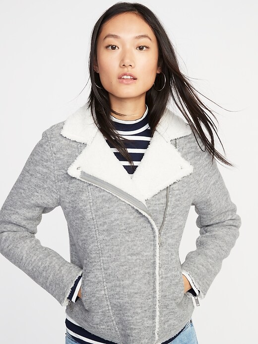 Image number 4 showing, Sherpa-Lined Moto Jacket for Women