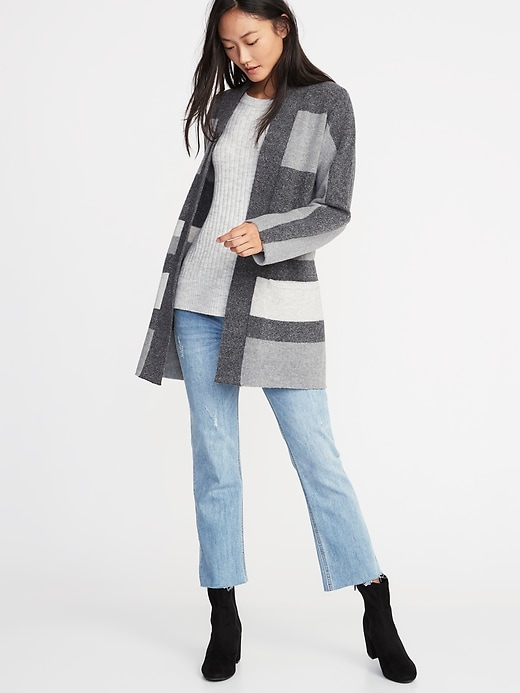 Image number 3 showing, Striped Open-Front Sweater for Women