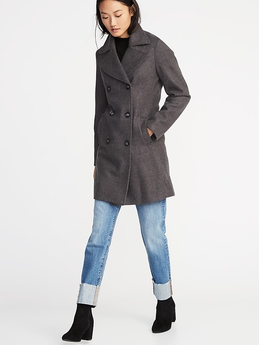 Image number 3 showing, Long Soft-Brushed Peacoat for Women