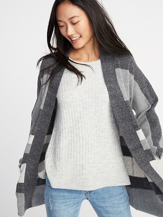 Image number 4 showing, Striped Open-Front Sweater for Women