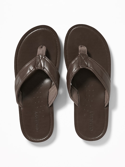 View large product image 1 of 1. Faux-Leather Flip-Flops