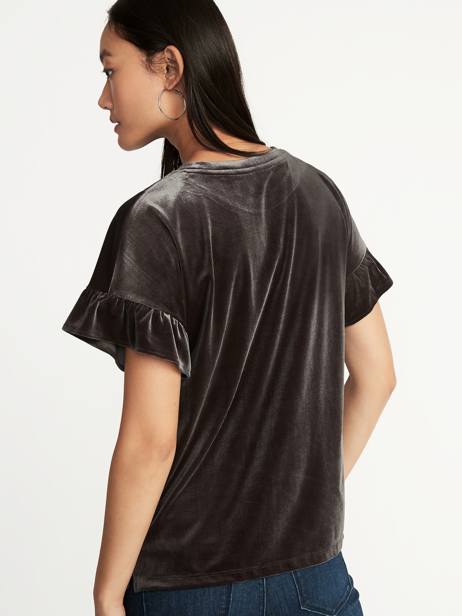 Velvet Ruffle-Sleeve Top for Women | Old Navy