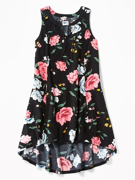 View large product image 1 of 3. Sleeveless Floral Hi-Lo Dress for Girls