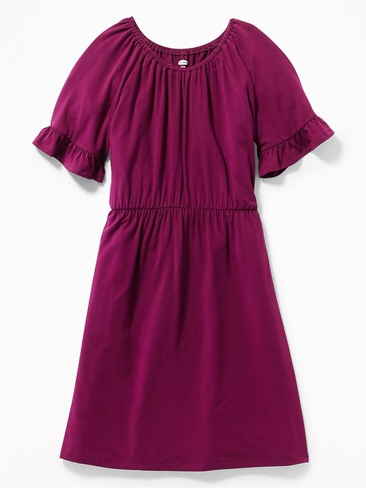 View large product image 1 of 1. Cinched-Waist Ruffle-Sleeve Dress for Girls