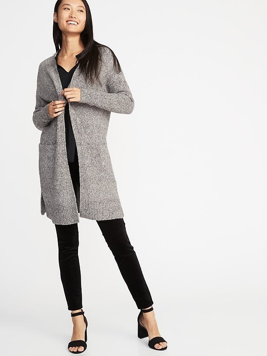 View large product image 1 of 1. Super-Long Open-Front Heavyweight Sweater for Women