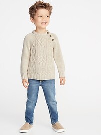 View large product image 3 of 4. Button-Neck Cable-Knit Sweater for Toddler Boys