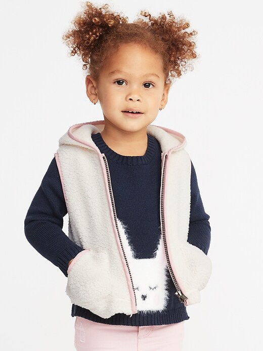 View large product image 1 of 1. Hooded Sherpa Vest for Toddler Girls