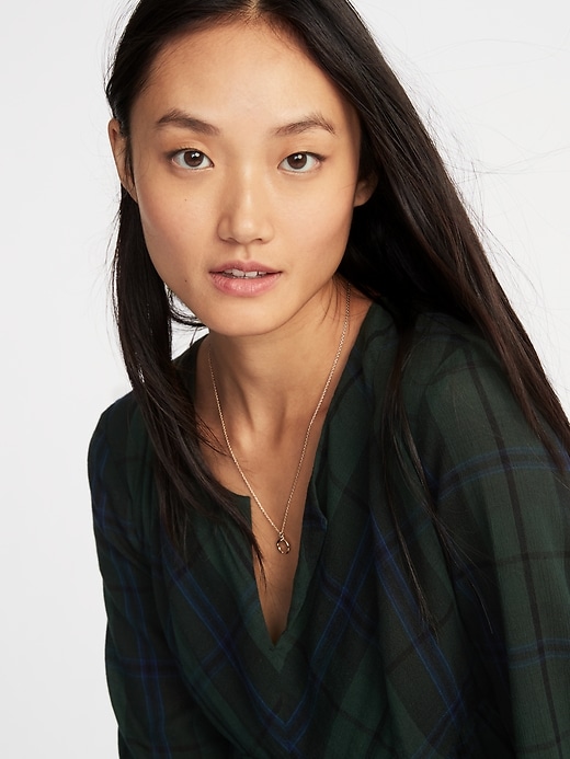 Image number 4 showing, Relaxed Plaid Crepe Top for Women