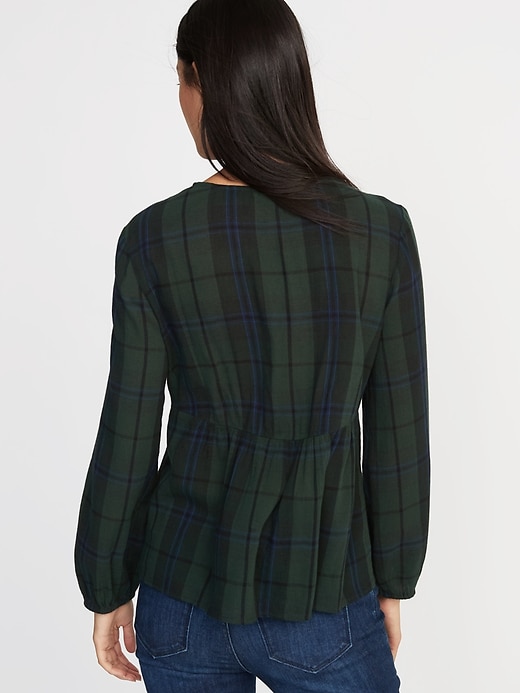 Image number 2 showing, Relaxed Plaid Crepe Top for Women