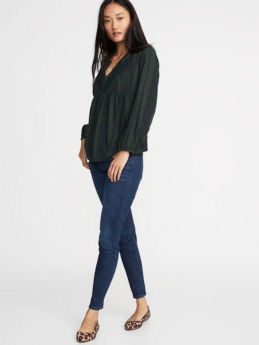 Image number 3 showing, Relaxed Plaid Crepe Top for Women
