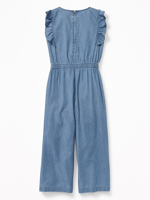 View large product image 2 of 3. Chambray Cinched-Waist Utility Jumpsuit for Girls
