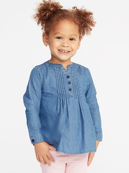 View large product image 1 of 4. Chambray Pintuck Tunic for Toddler Girls