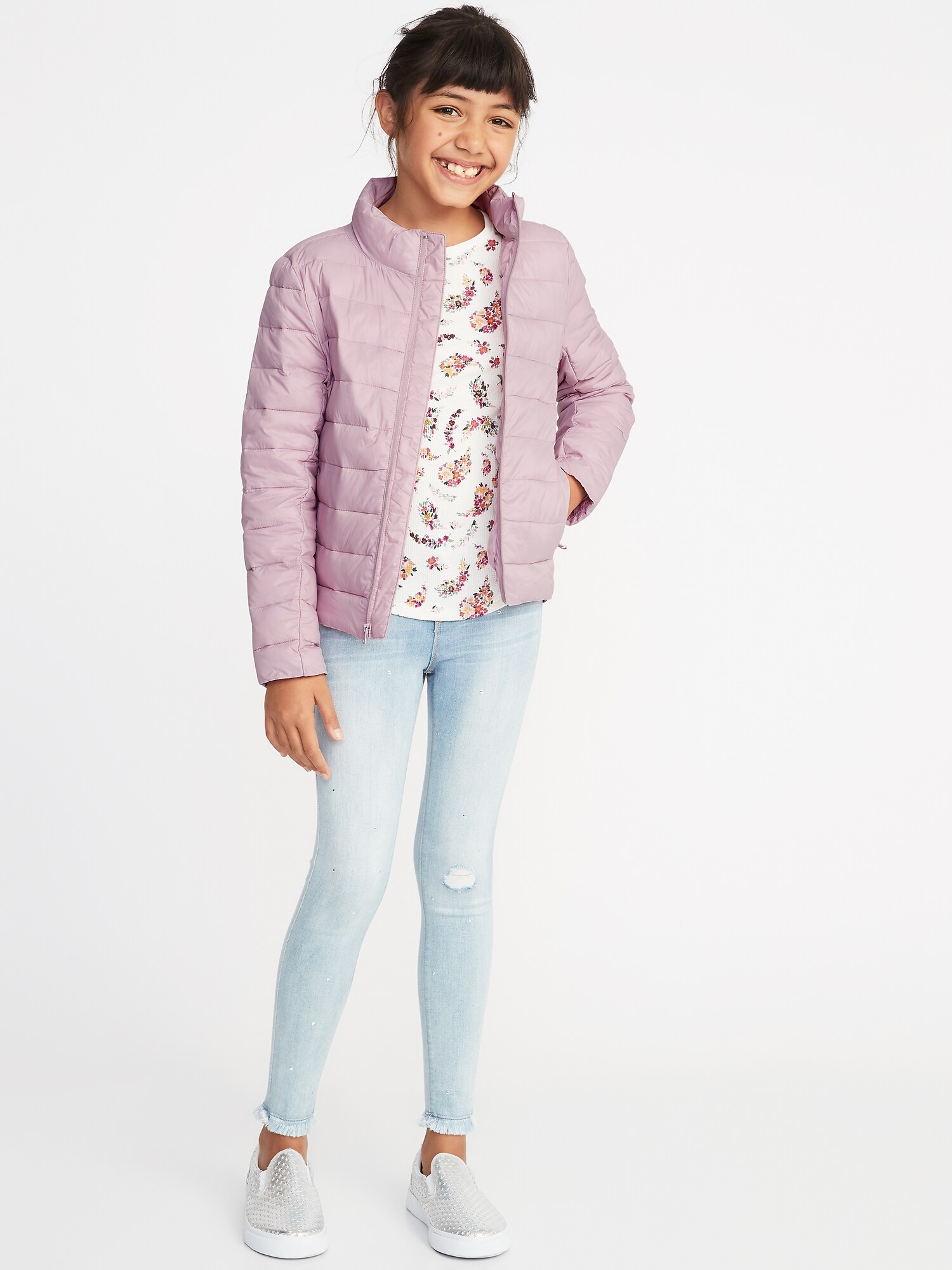 Packable Lightweight Quilted Nylon Jacket for Girls Old Navy