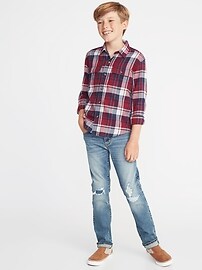 View large product image 3 of 3. Built-In Flex Plaid Flannel Pocket Shirt For Boys