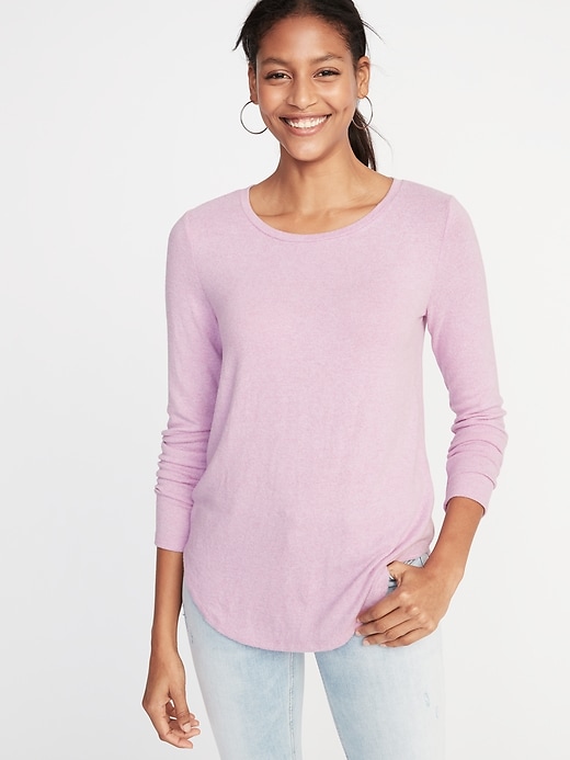 View large product image 1 of 1. Relaxed Plush-Knit Tee for Women