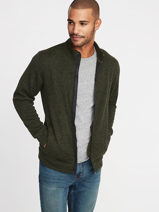 Mock-Neck Sweater-Knit Fleece Jacket for Men | Old Navy