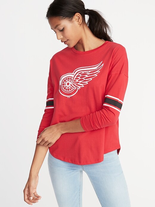 View large product image 1 of 1. NHL&#174 Team Sleeve-Stripe Tee for Women