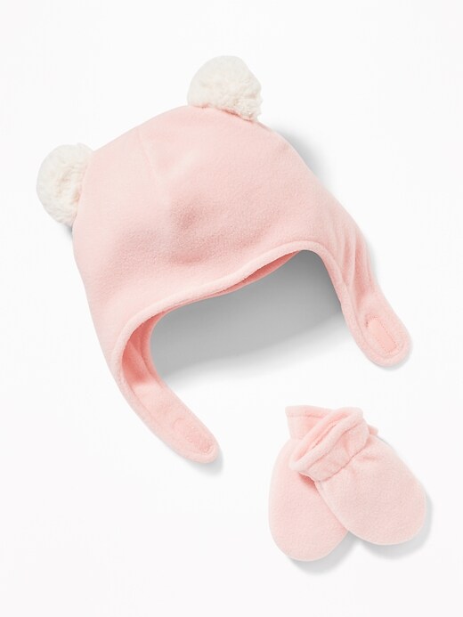 View large product image 1 of 1. Micro Performance Fleece Trapper-Critter Hat & Mittens Set for Baby