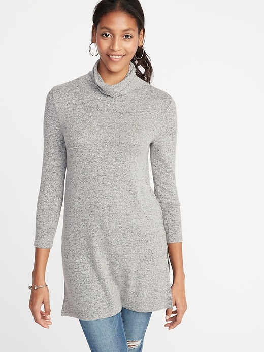 View large product image 1 of 1. Plush-Knit Turtleneck Tunic for Women