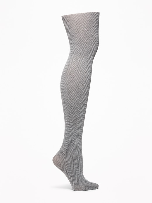 View large product image 1 of 1. Control-Top Mini Chevron-Printed Tights for Women