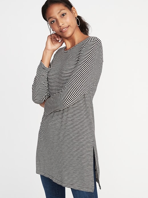 Image number 1 showing, Luxe Long & Lean Striped Tunic for Women