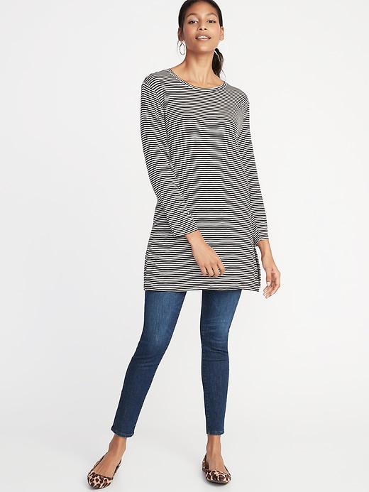 Image number 3 showing, Luxe Long & Lean Striped Tunic for Women