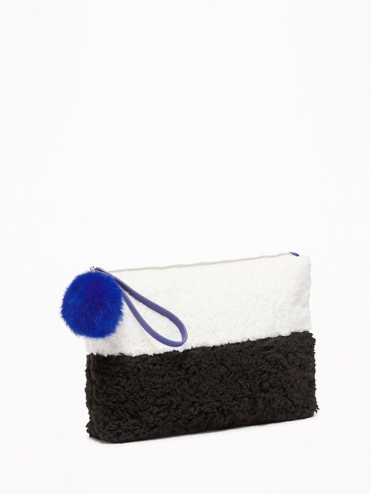 View large product image 1 of 3. Two-Tone Sherpa Clutch for Women