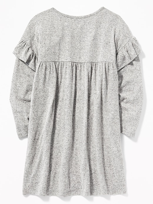 View large product image 2 of 3. Plush-Knit Ruffle-Trim Swing Dress for Girls