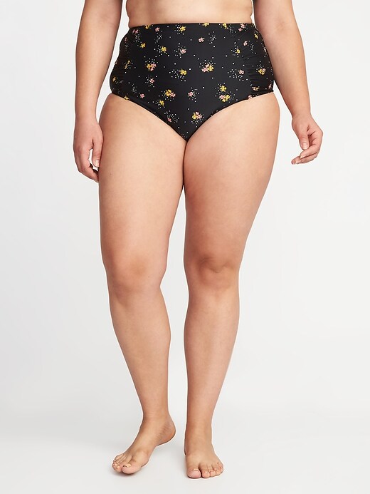View large product image 1 of 1. High-Waisted Secret-Slim Plus-Size Swim Bottoms