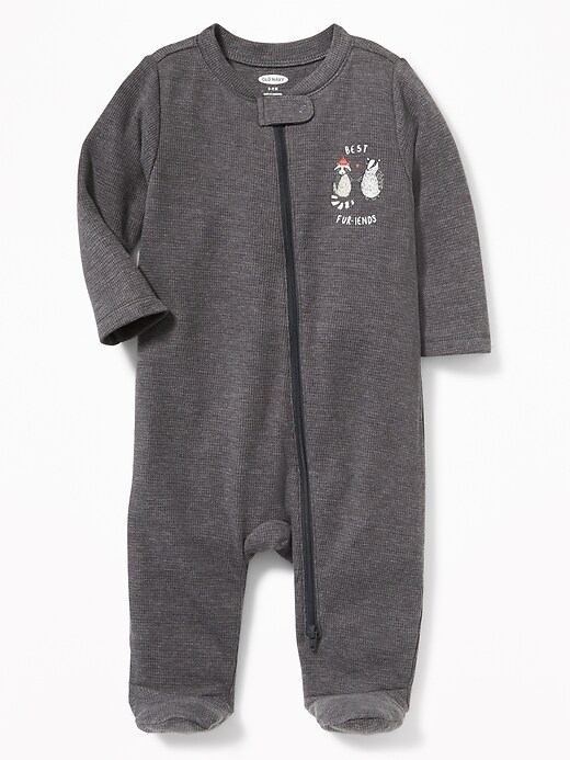 View large product image 1 of 1. Graphic Thermal-Knit Footed One-Piece for Baby