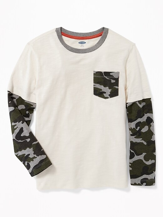 View large product image 1 of 1. 2-In-1 Crew-Neck Pocket Tee For Boys