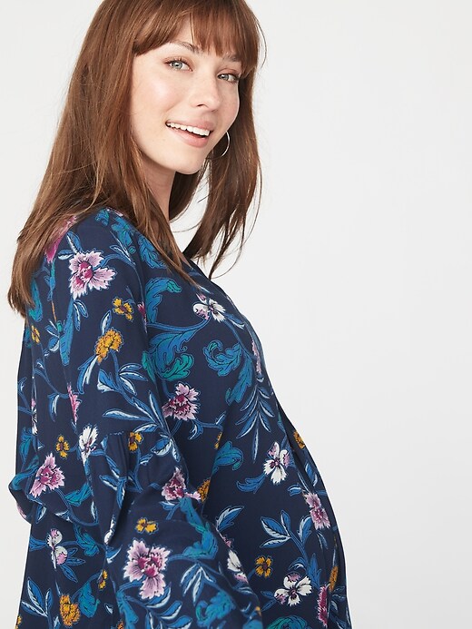 Image number 4 showing, Maternity Floral-Print Crepe Blouse