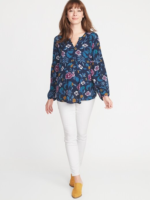 Image number 3 showing, Maternity Floral-Print Crepe Blouse