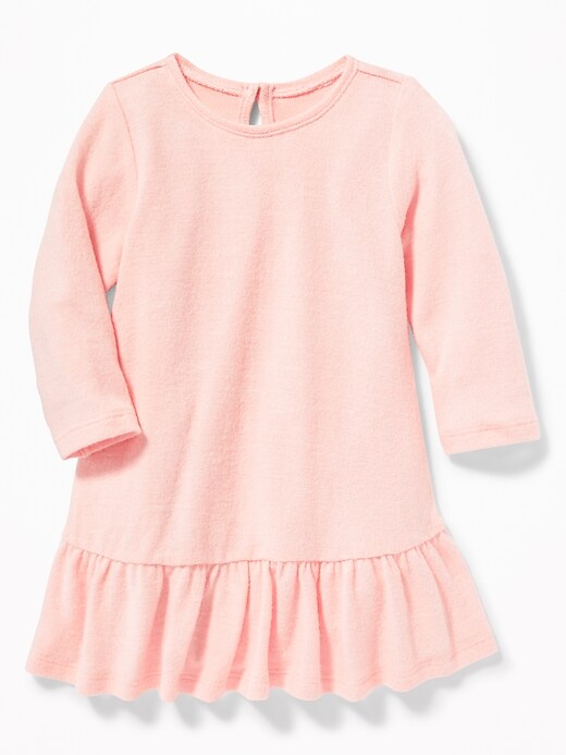 View large product image 1 of 2. Plush-Knit Peplum-Hem Swing Dress for Baby